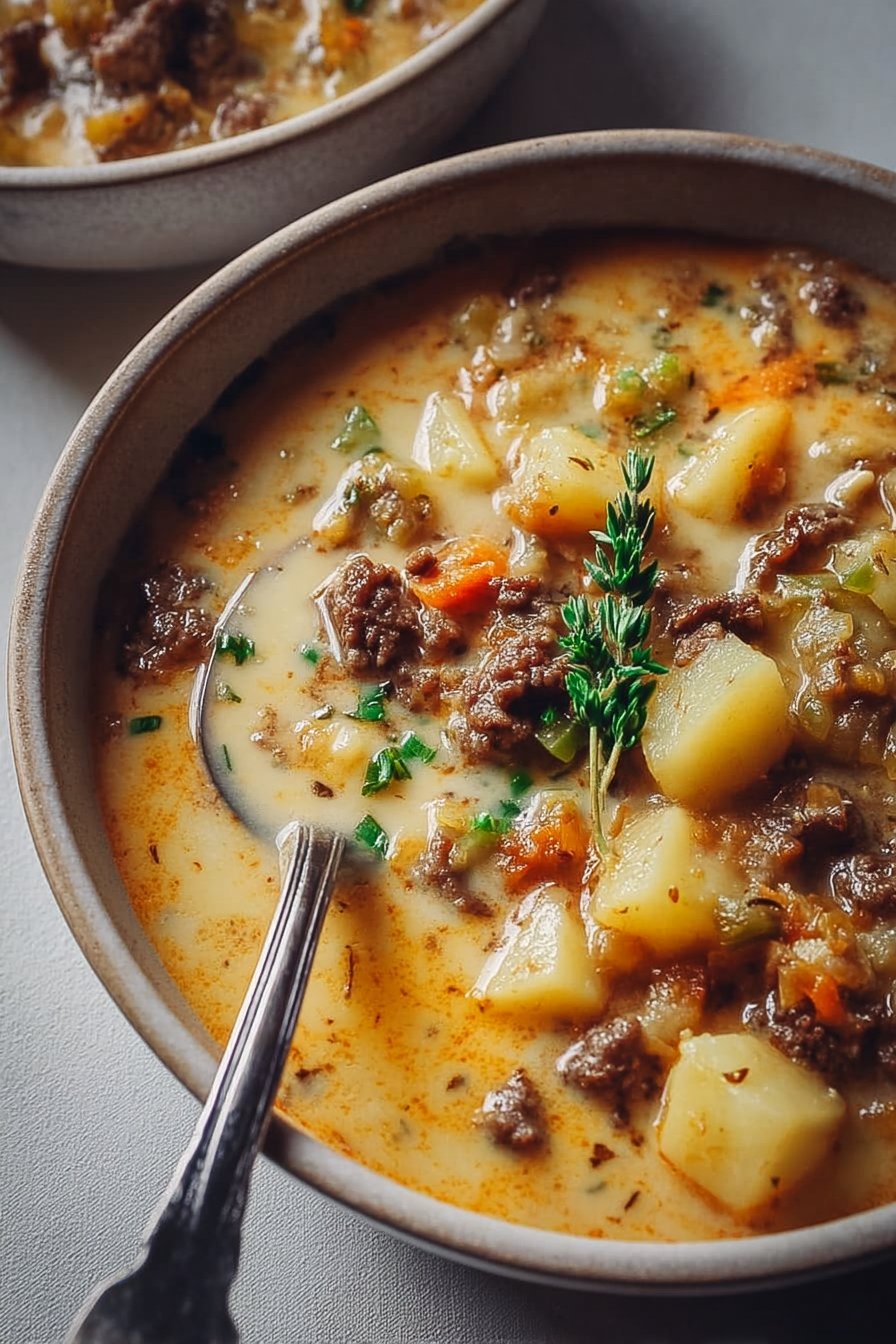 Cheesy Beef & Potato Soup