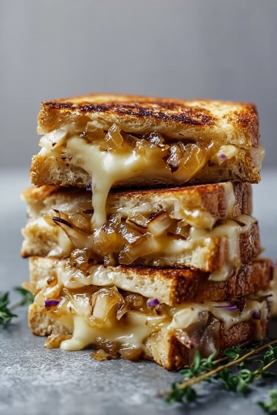 Pear & Apple Grilled Cheese with Caramelized Onions