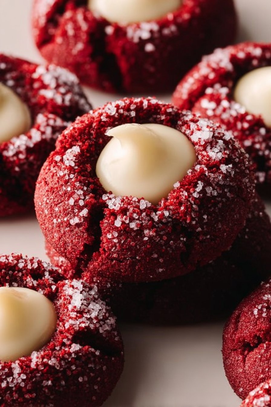 Red Velvet Cream Cheese Thumbprint Cookies