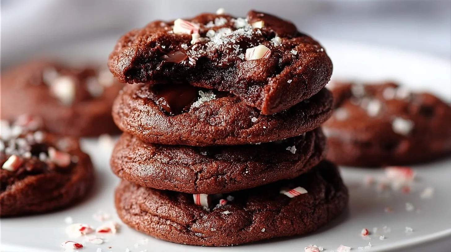 Delicious double chocolate peppermint cookies with festive sprinkles