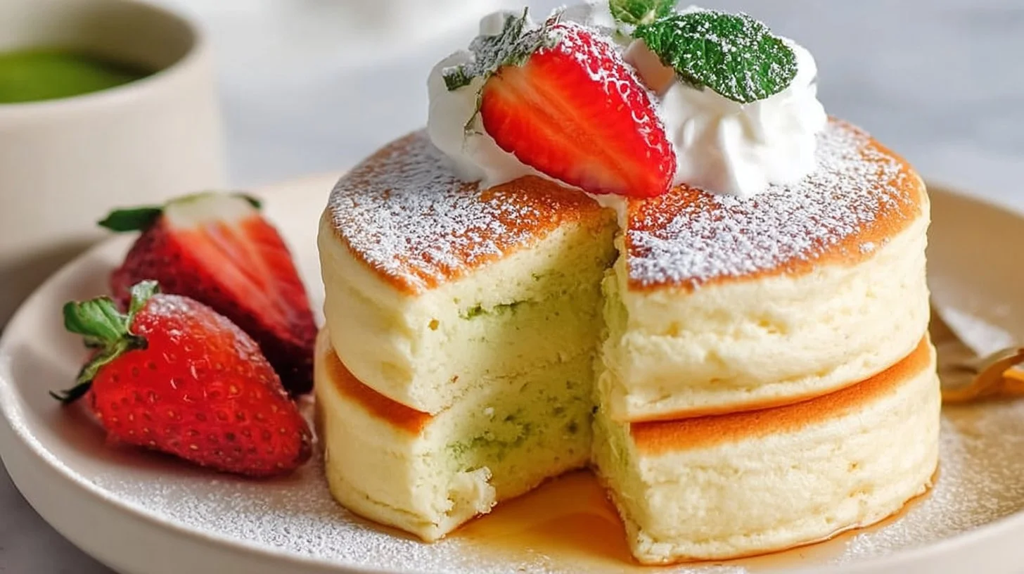 Fluffy Japanese Soufflé Pancakes with Matcha Zen Twist