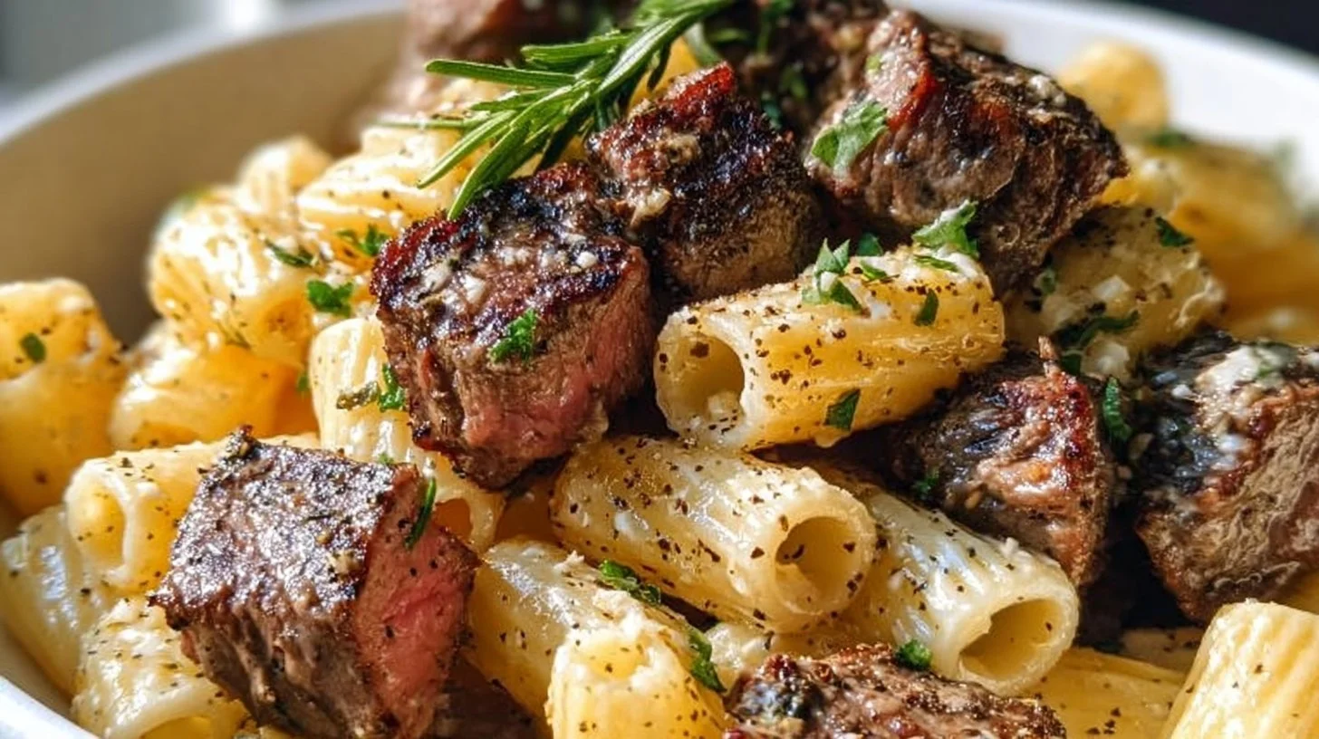 Garlic Herb Butter Steak Bites Pasta
