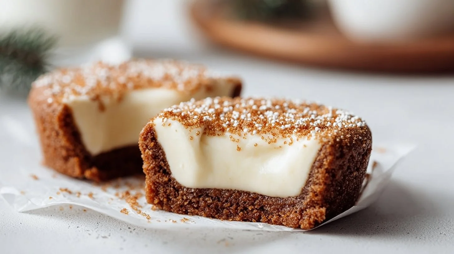Plate of Gingerbread Cheesecake Cookies with festive decorations