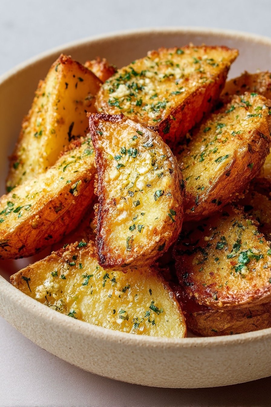 Air Fryer Baked Garlic Parmesan Potatoes