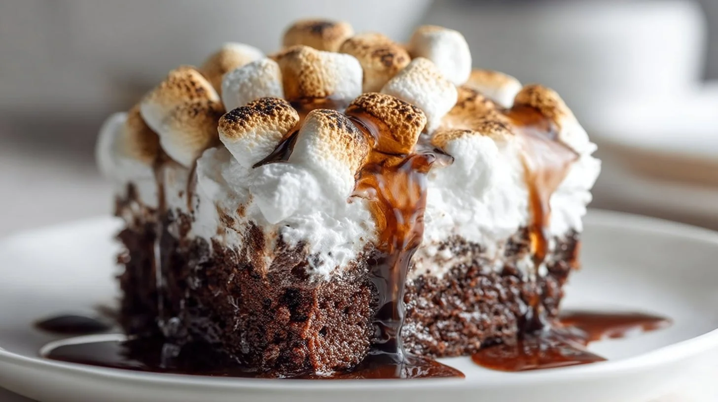 Marshmallow Chocolate Poke Cake