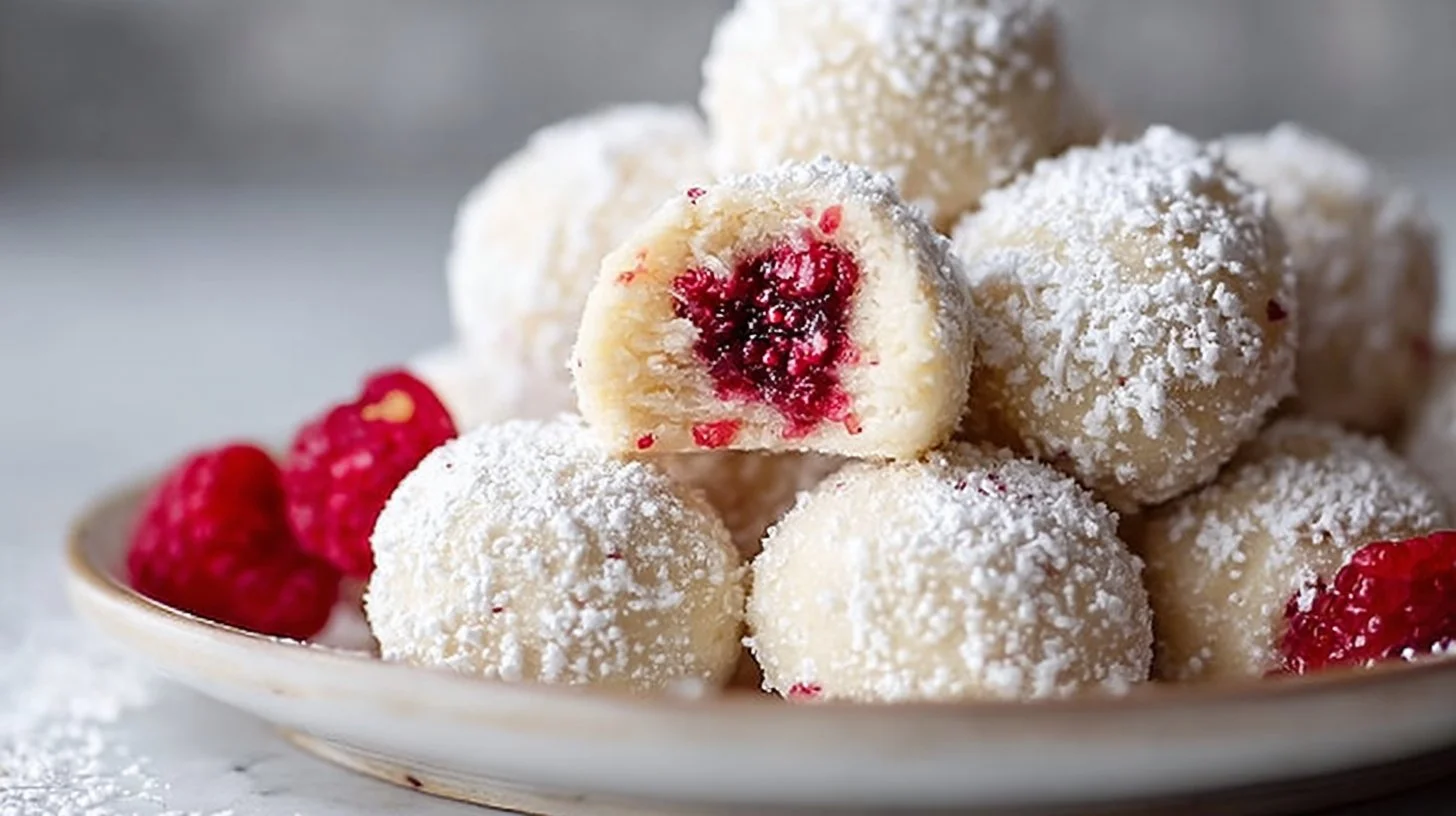 Raspberry Almond Snowball Cookies Delightful Easy Recipe