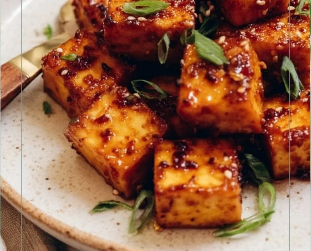 Air Fryer Tofu with Honey Garlic Sauce