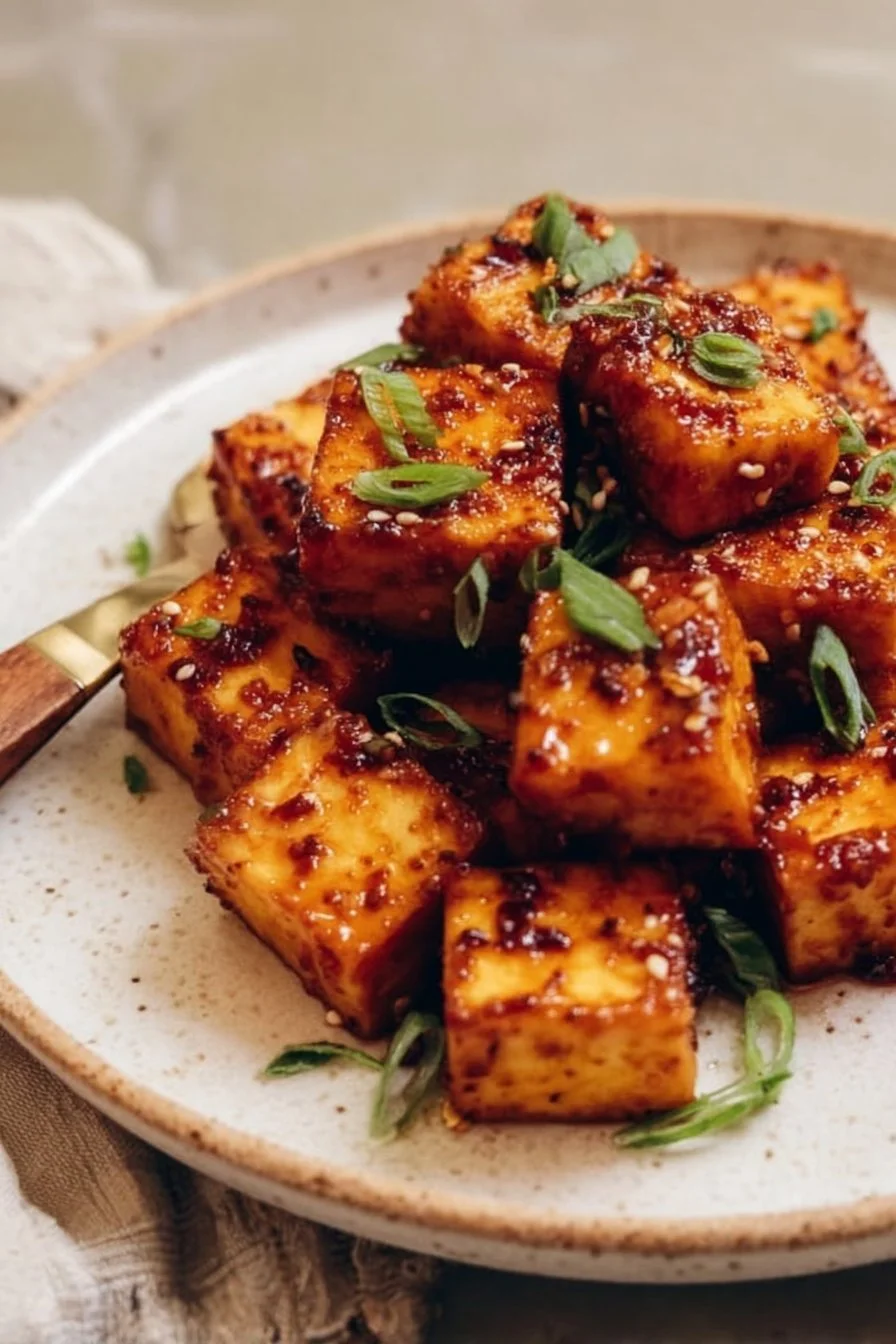 Air Fryer Tofu with Honey Garlic Sauce