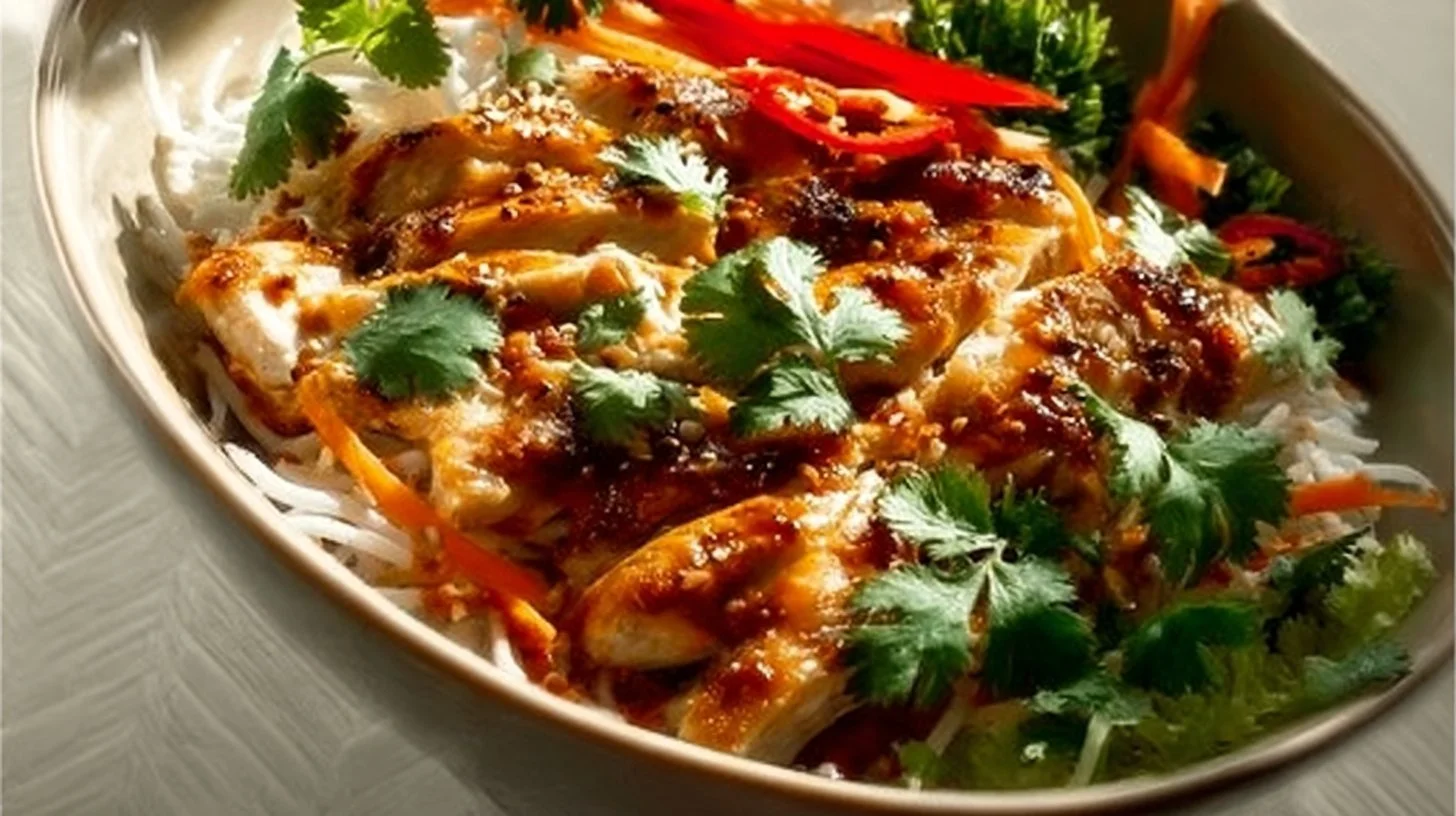 Bang Bang Chicken Bowl with spicy chicken, vegetables, and sauce
