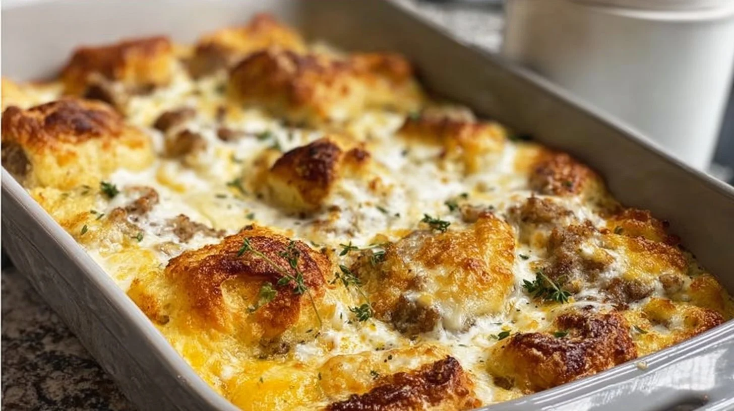 Biscuits and Gravy Breakfast Casserole