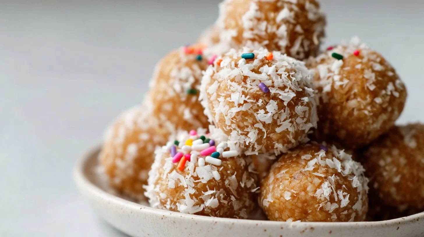 Delicious Cake Batter Protein Balls loaded with protein and perfect for snacking
