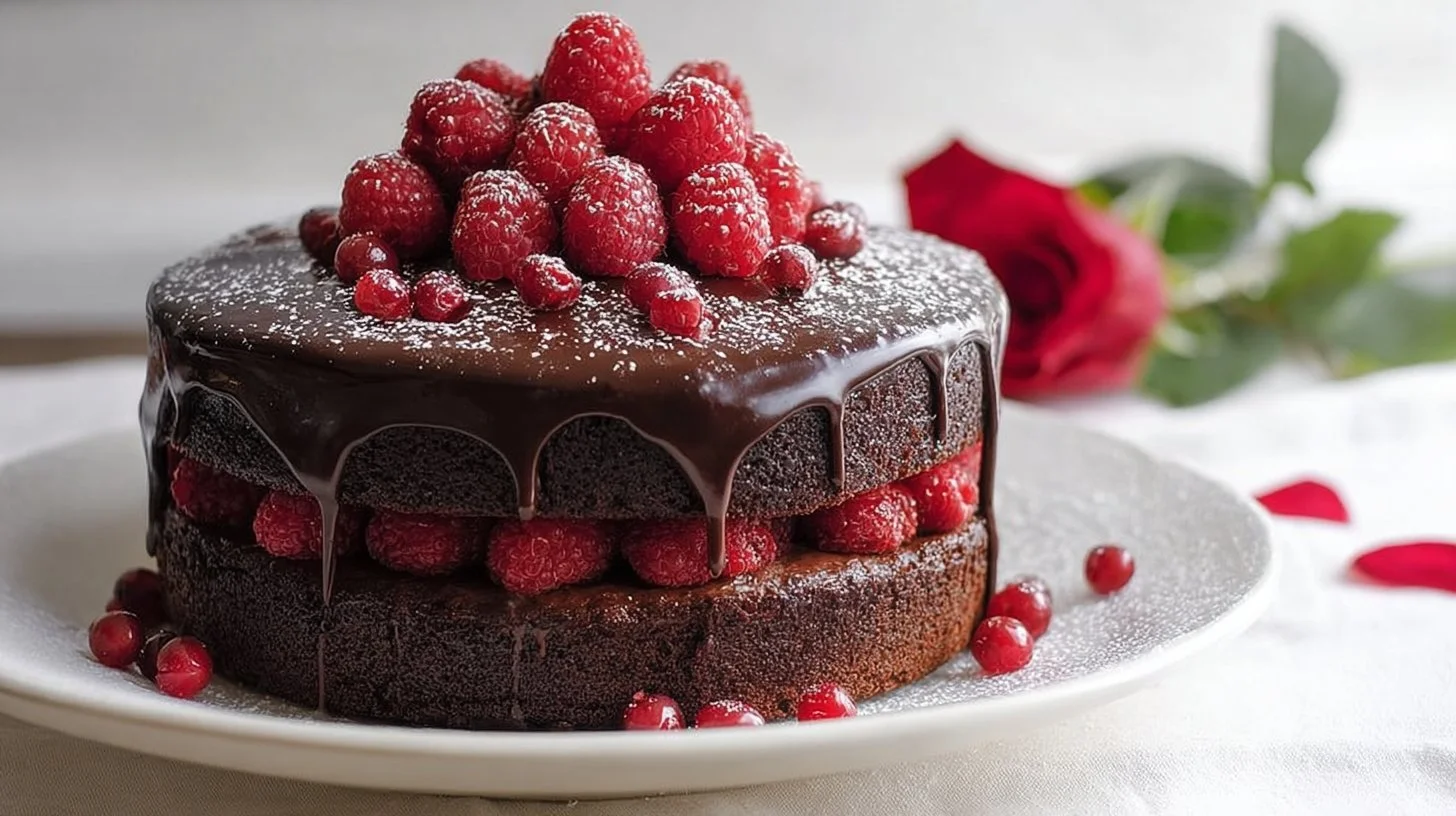 Chocolate Raspberry Valentine Cake