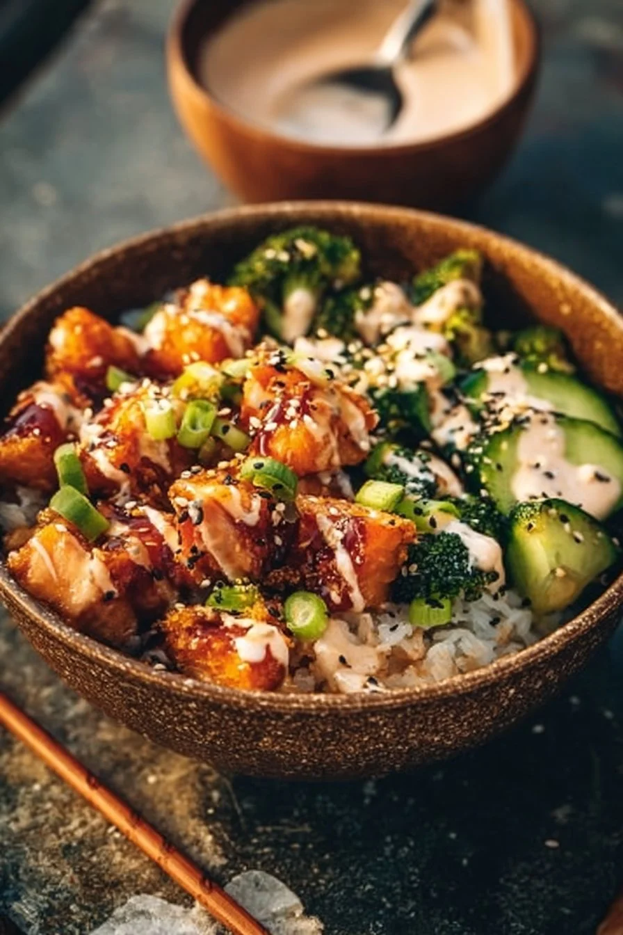 Crispy Bang Bang Salmon Bites Bowls