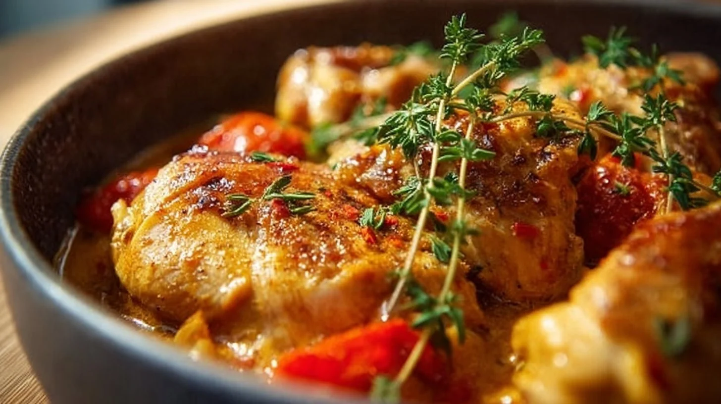 Delicious Crockpot Marry Me Chicken served on a plate garnished with herbs