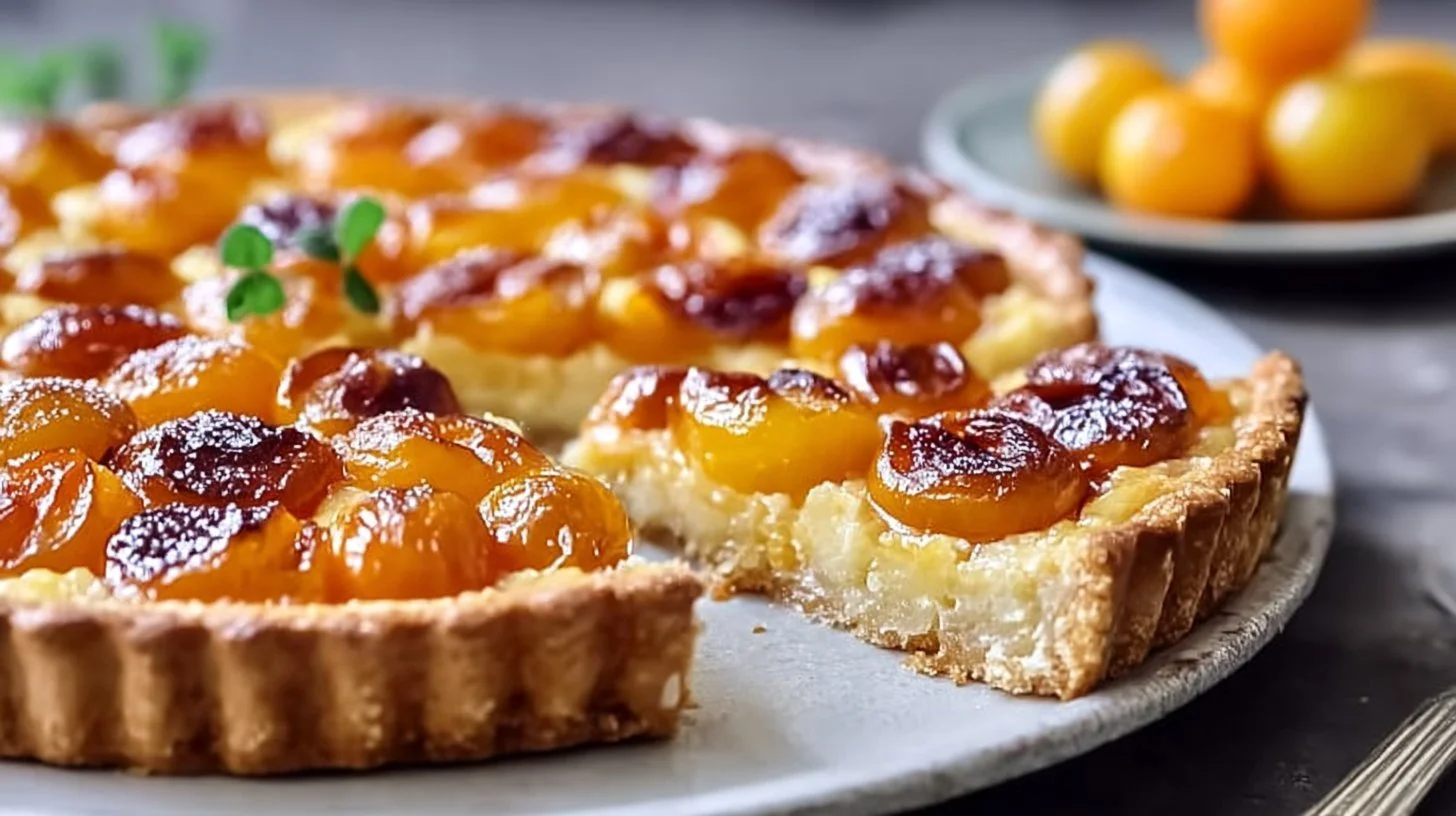 Delicious Mirabelle Plum Tart with a golden crust and juicy plums