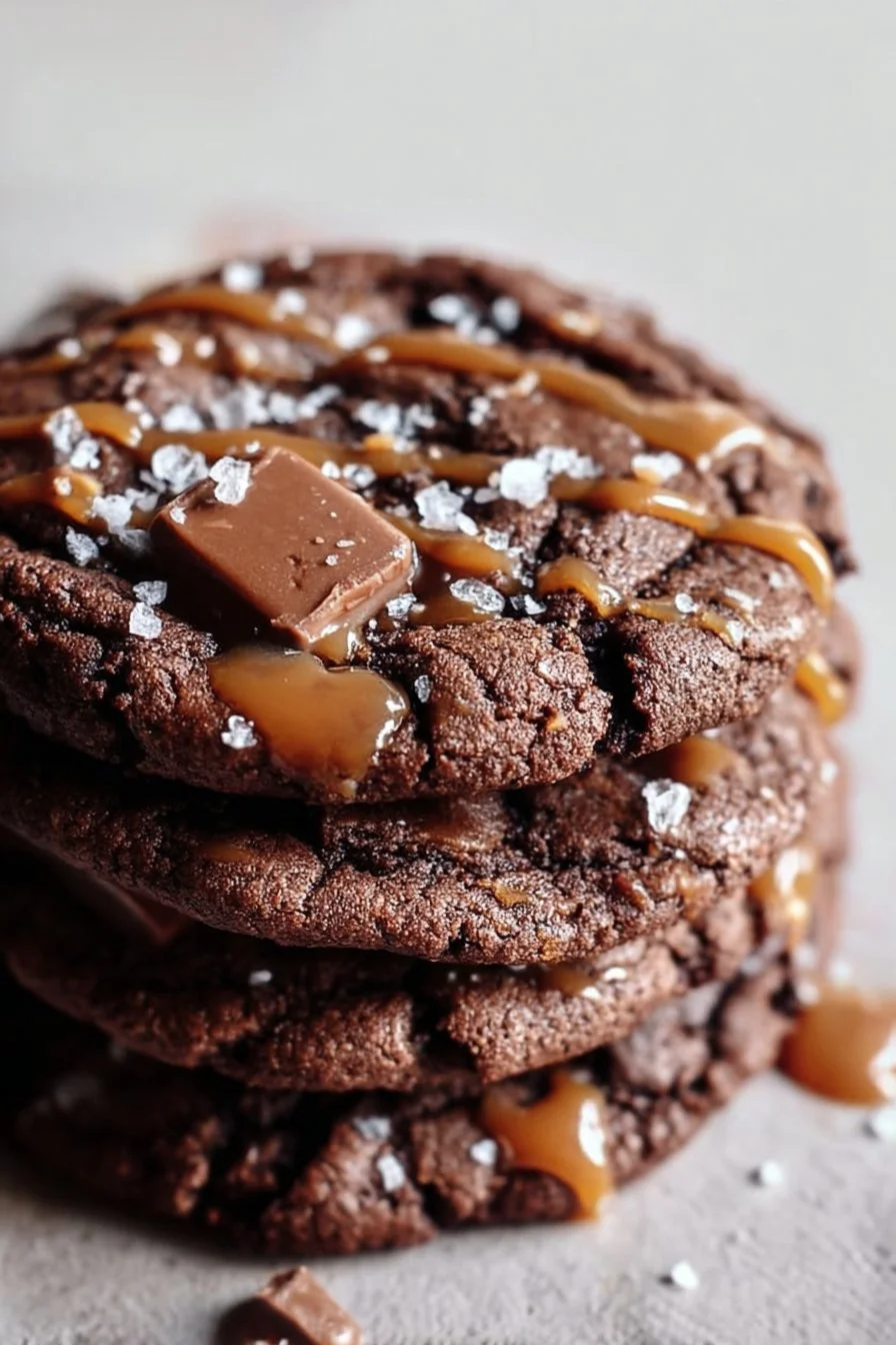 Double Chocolate Salted Caramel Cookies