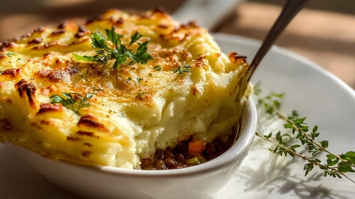 Delicious easy Shepherd's Pie with mashed potatoes and ground meat.