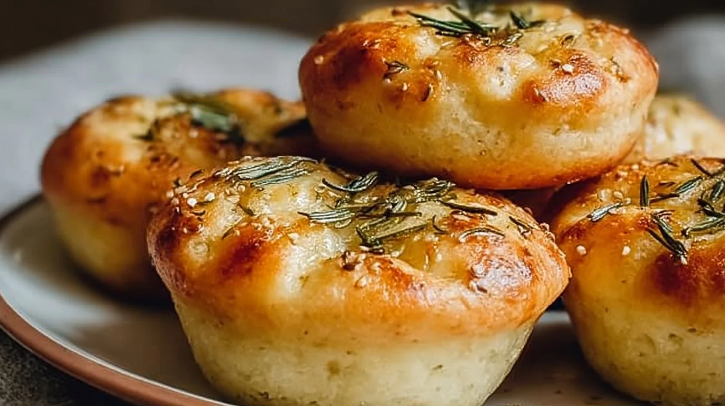 Garlic Rosemary Focaccia Muffins