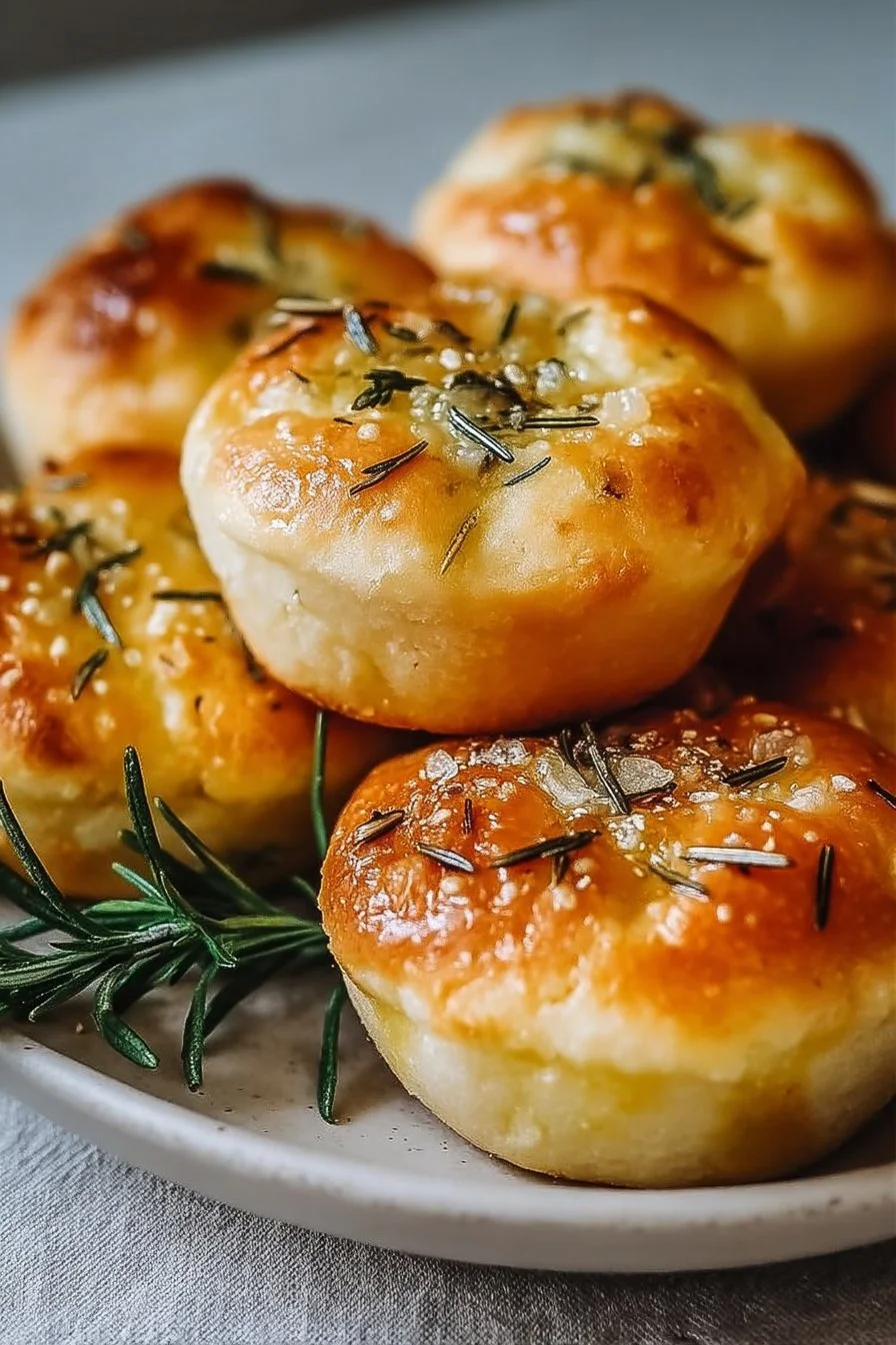 Garlic Rosemary Focaccia Muffins