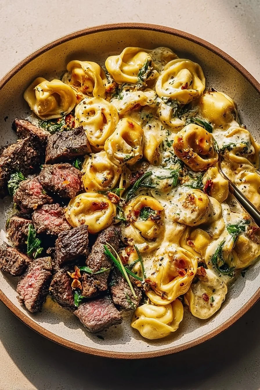 Garlic Steak & Cheese-Filled Tortellini Skillet Bliss