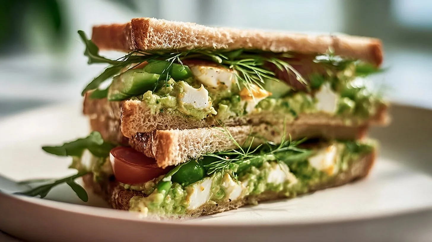Green Goddess Salad Sandwich with fresh greens and creamy dressing