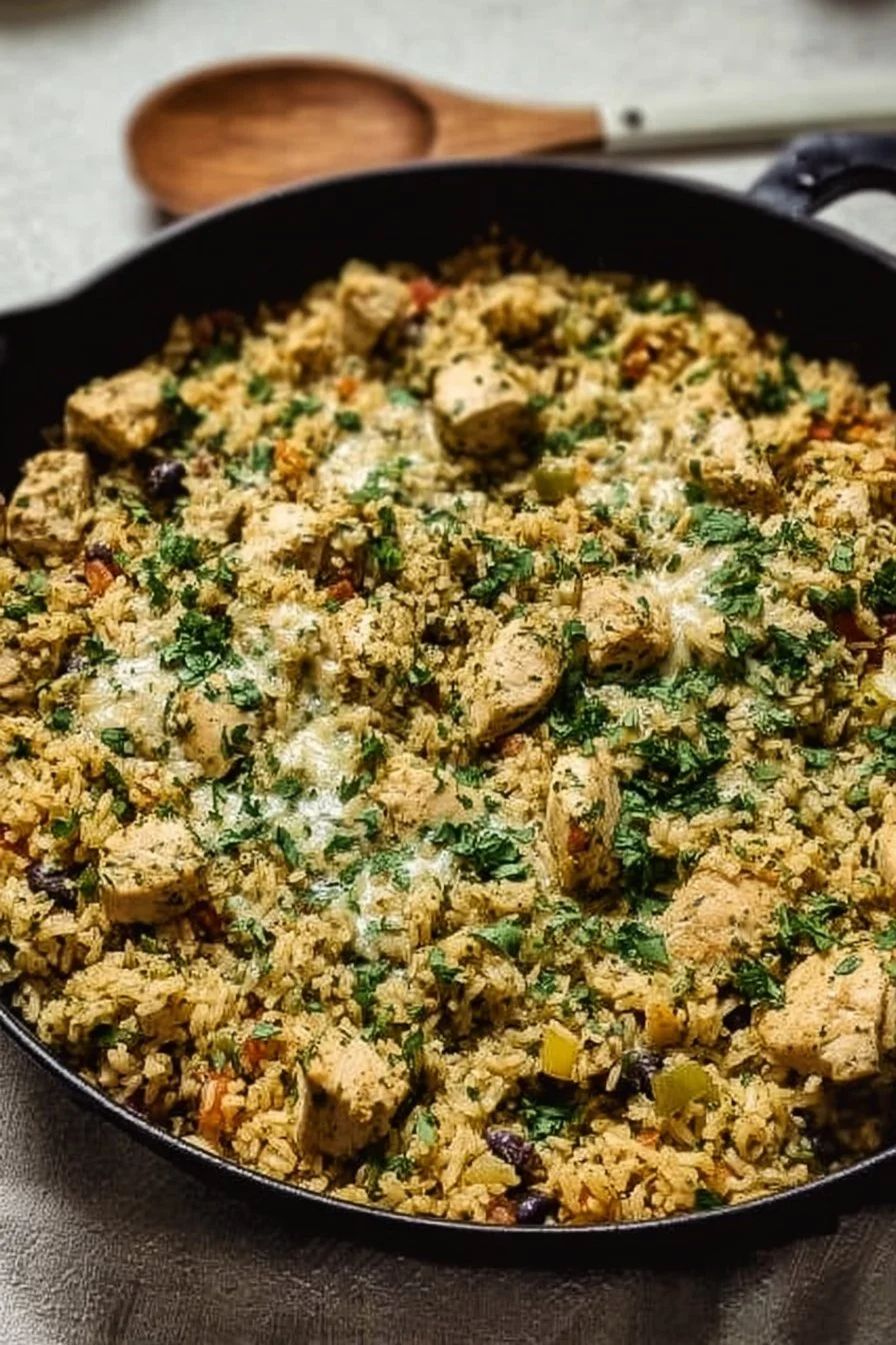 Green Sauce Chicken & Rice Skillet