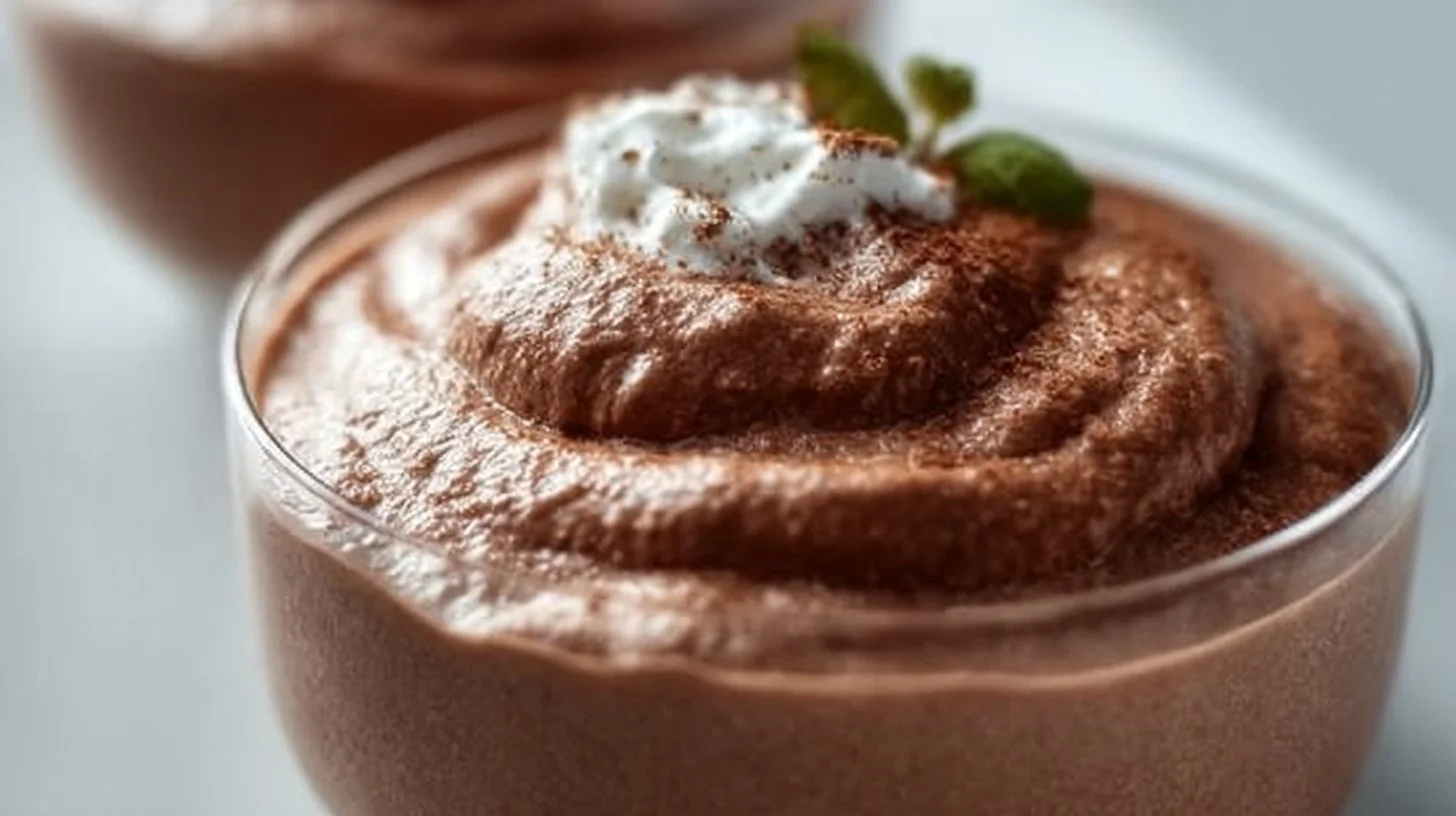 High protein cottage cheese chocolate mousse in a dessert bowl