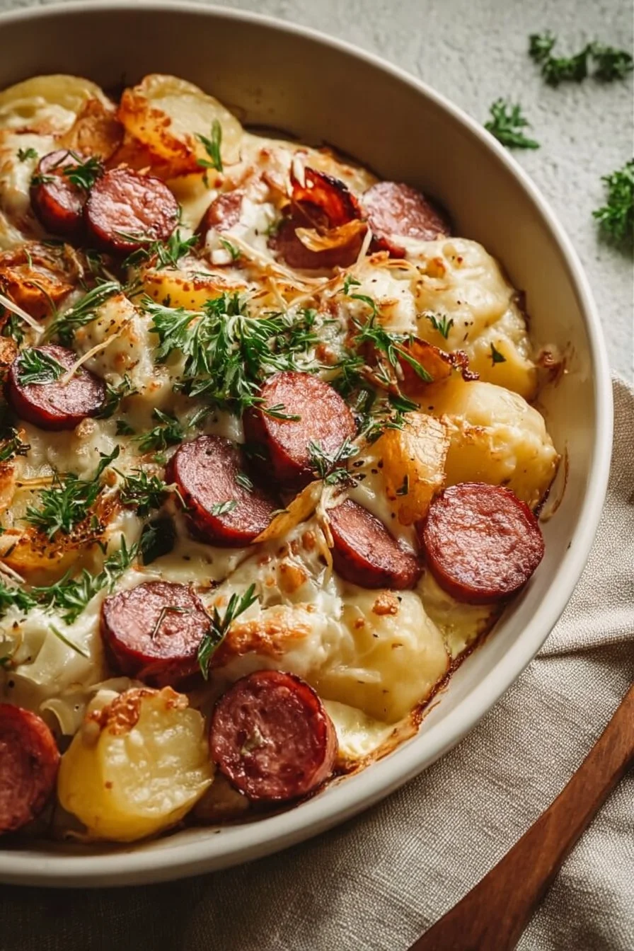 Kielbasa and Pierogi Bake