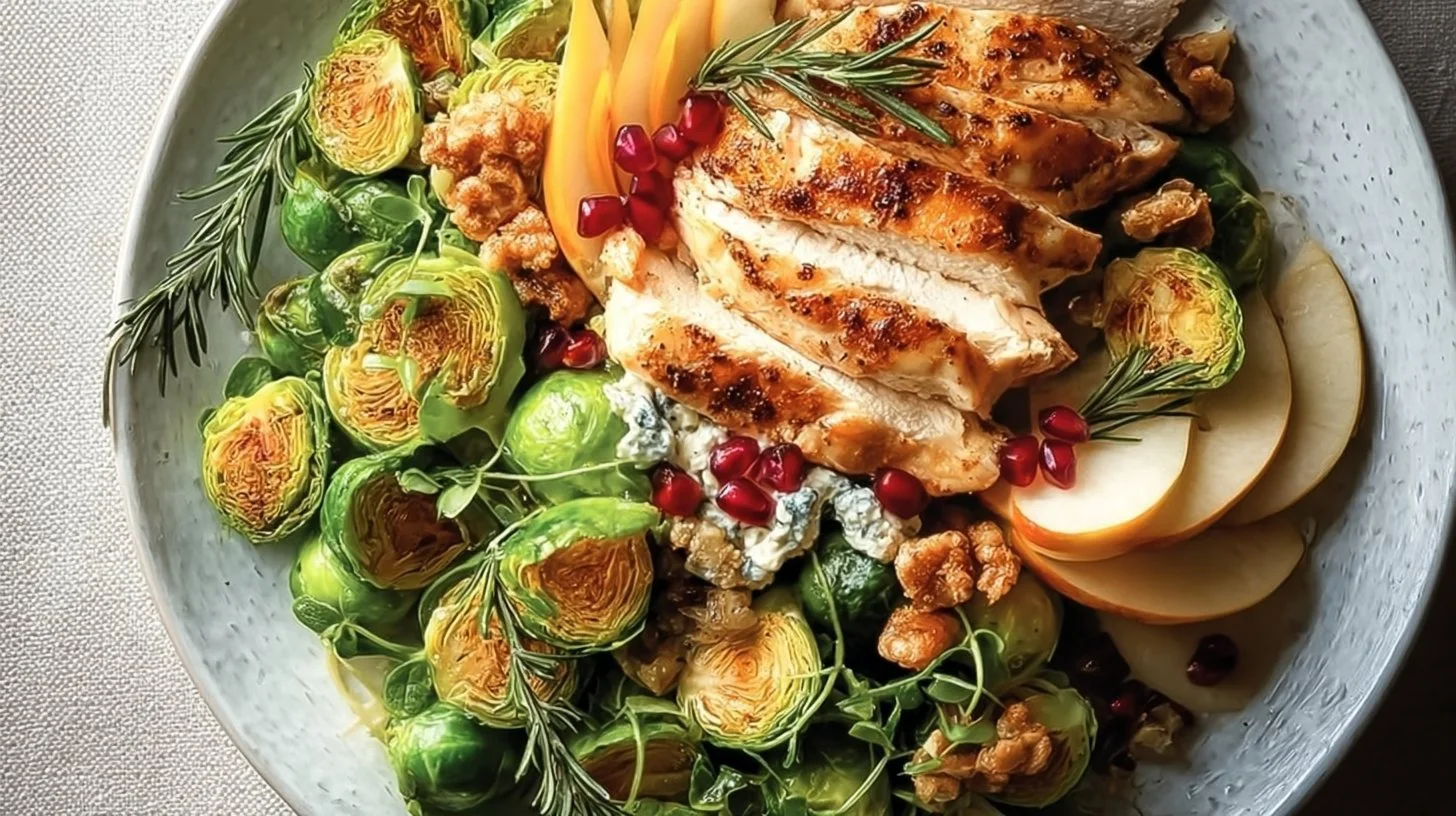 Lemon Rosemary Chicken with Brussels Sprouts and Pear