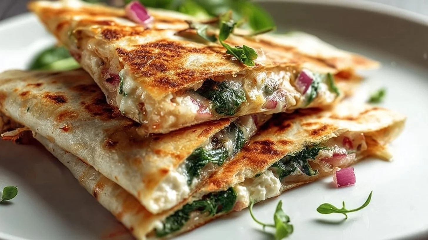 Delicious Mediterranean Quesadillas with fresh ingredients and vibrant colors.