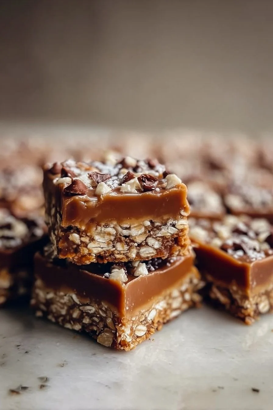 No-Bake Salted Caramel Pretzel Bars