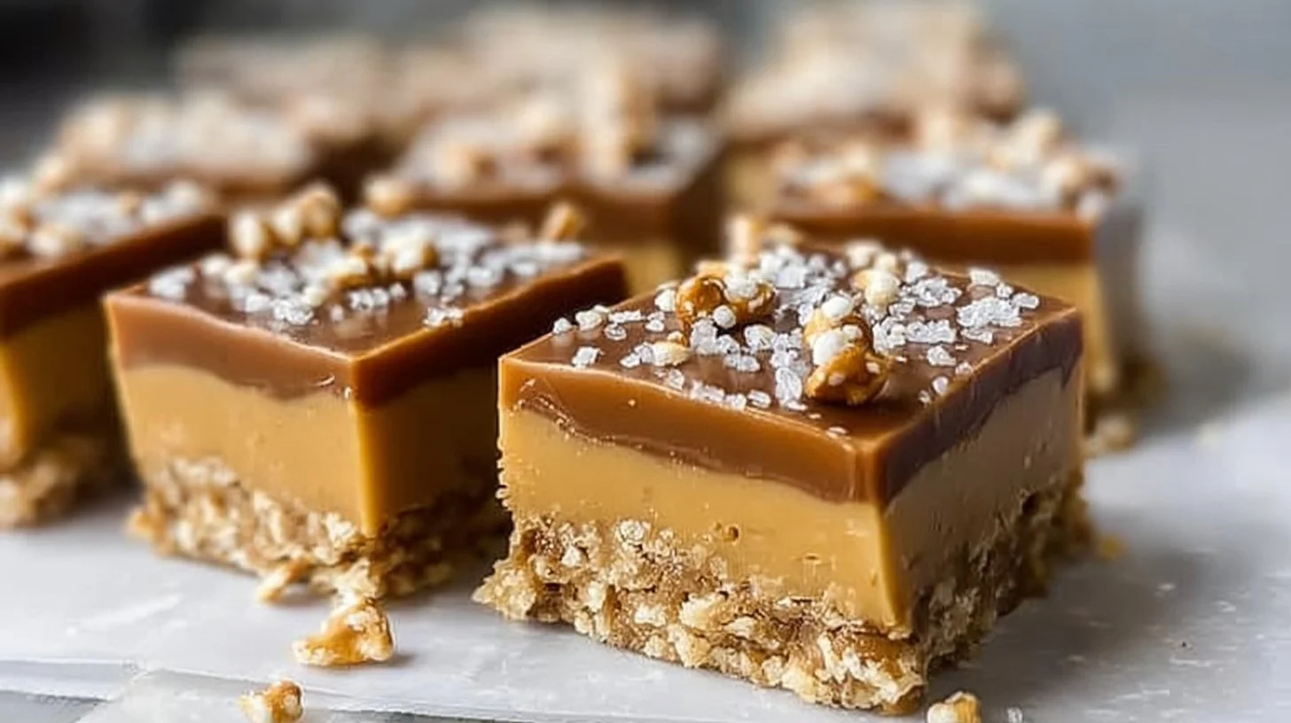 Delicious no-bake salted caramel pretzel bars topped with chocolate