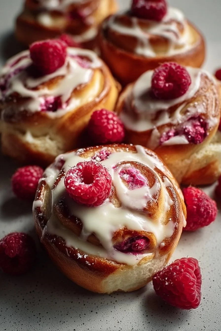 Raspberry Rose Cheesecake Buns