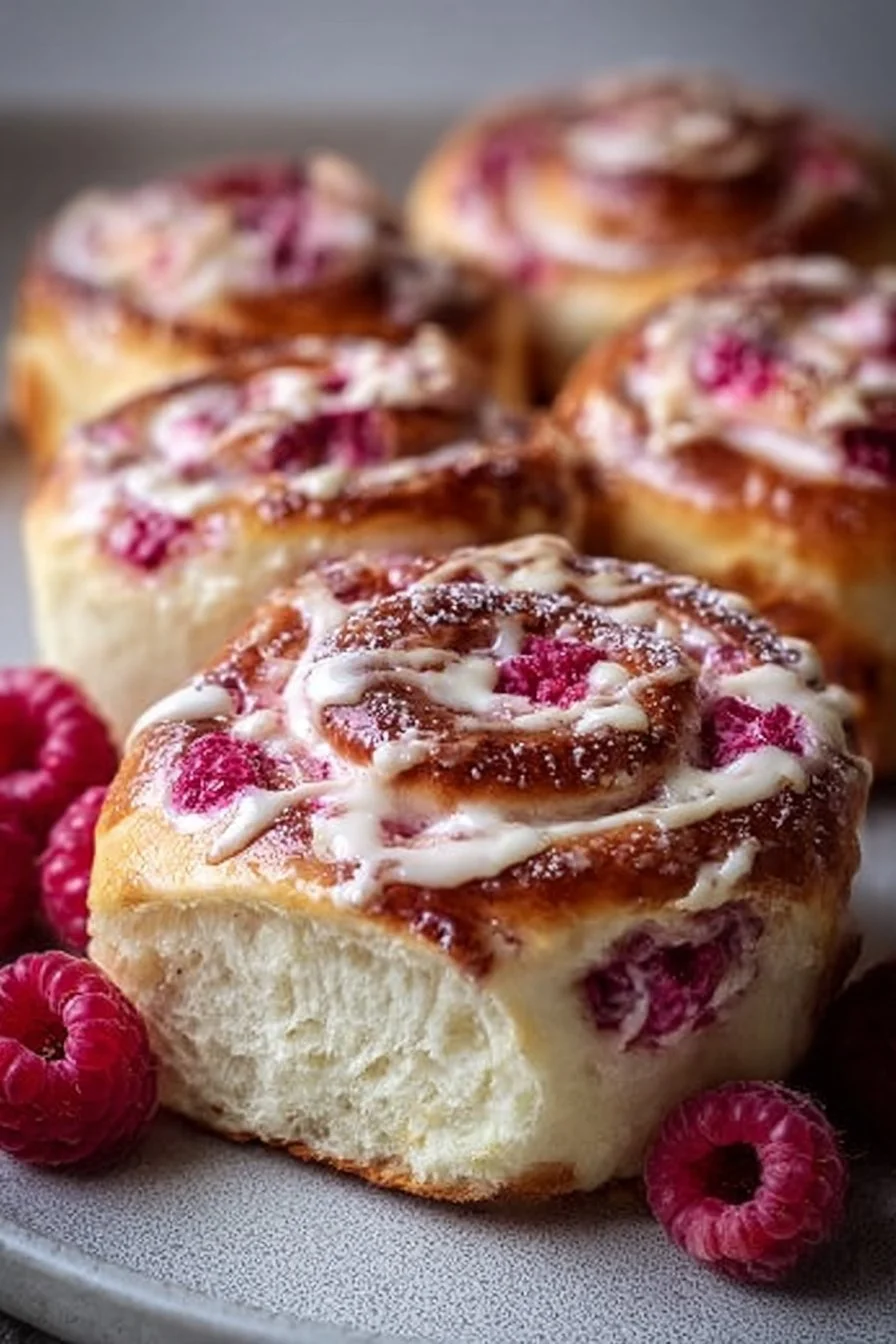 Raspberry Rose Cheesecake Buns
