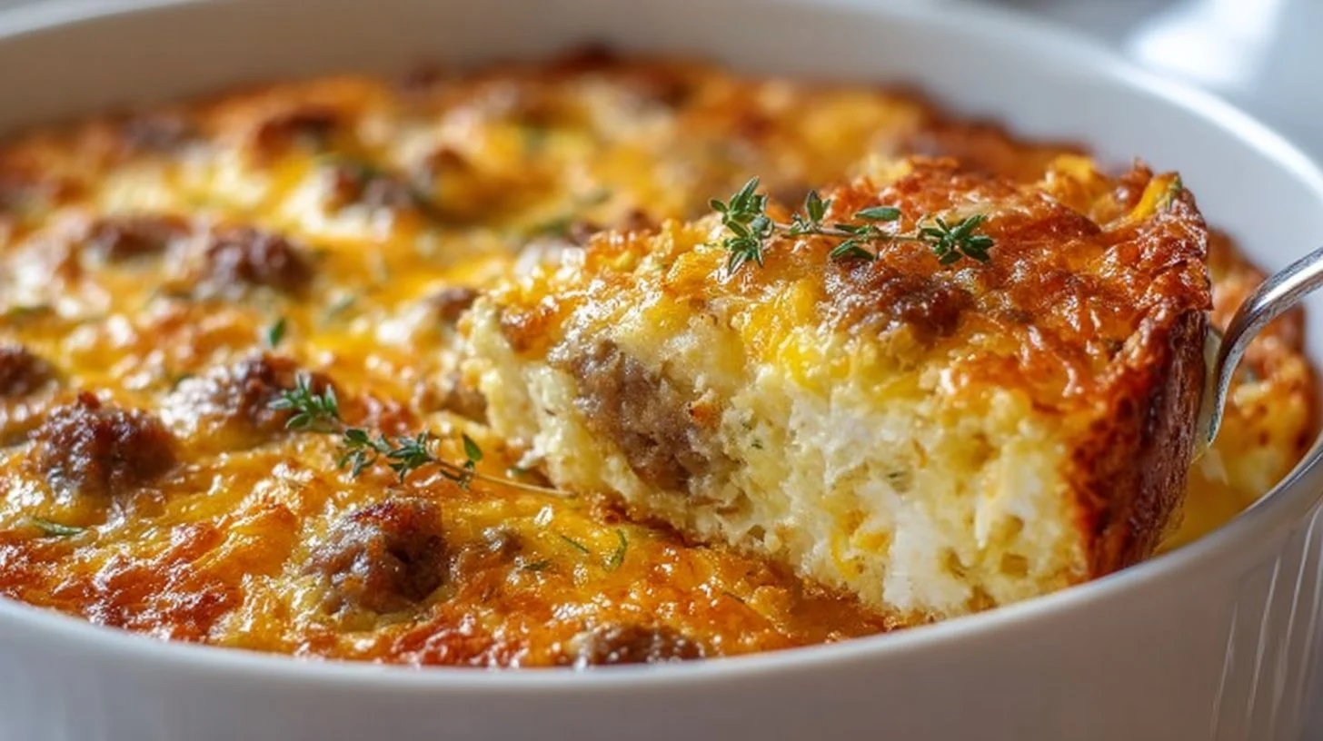 Sausage, Egg, and Cream Cheese Hashbrown Casserole