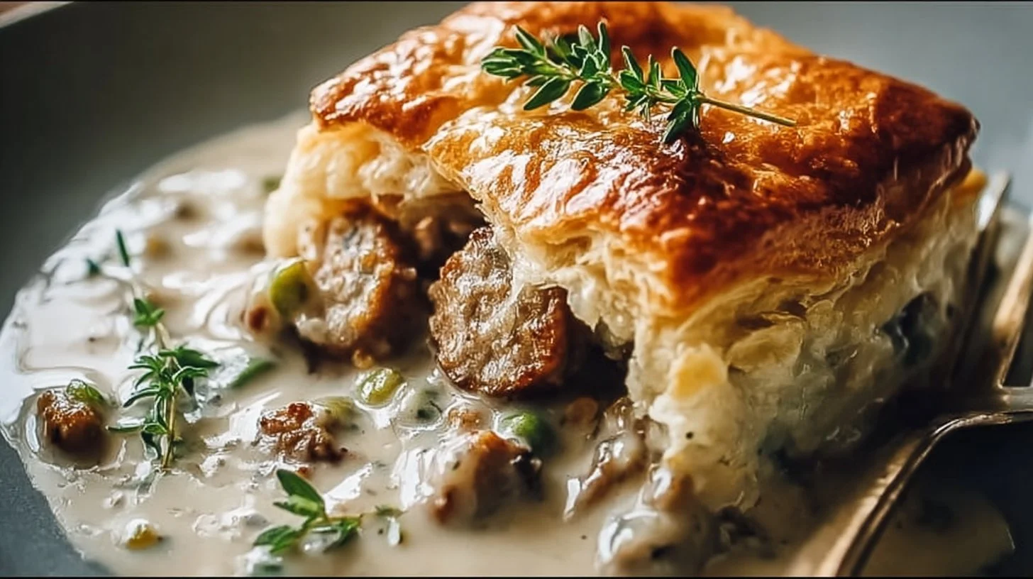 Sausage Gravy and Biscuit Pie