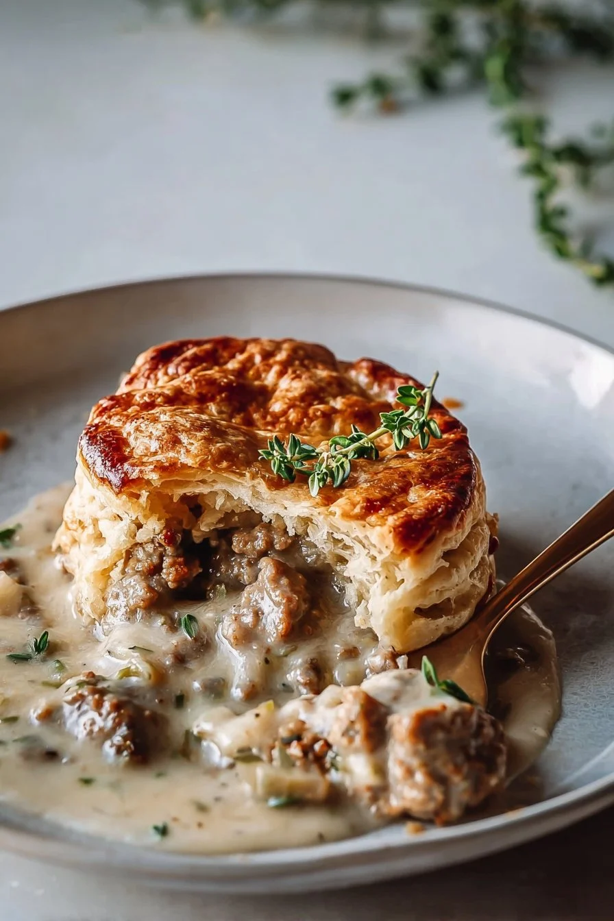 Sausage Gravy and Biscuit Pie