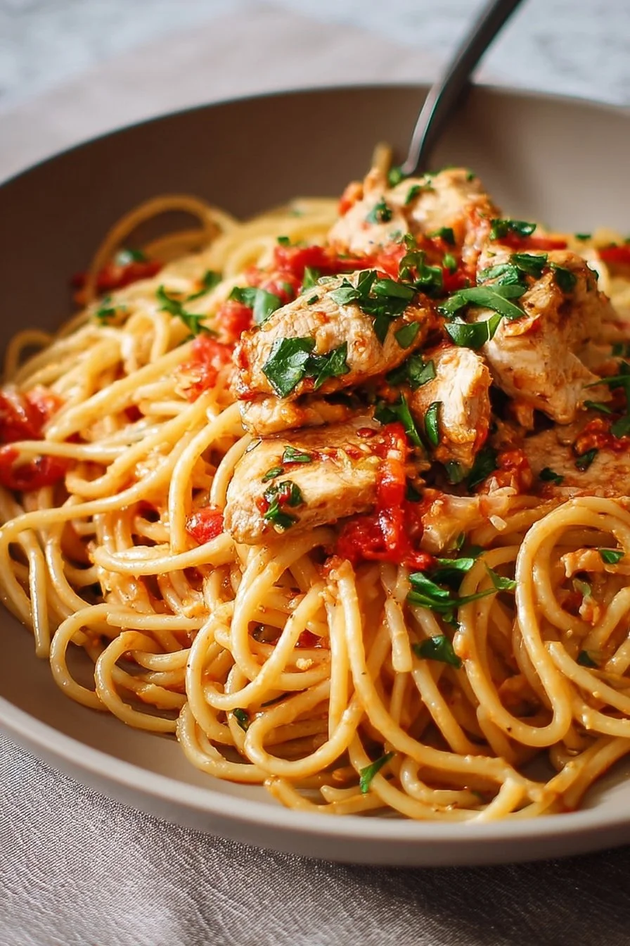 Skillet Chicken Spaghetti