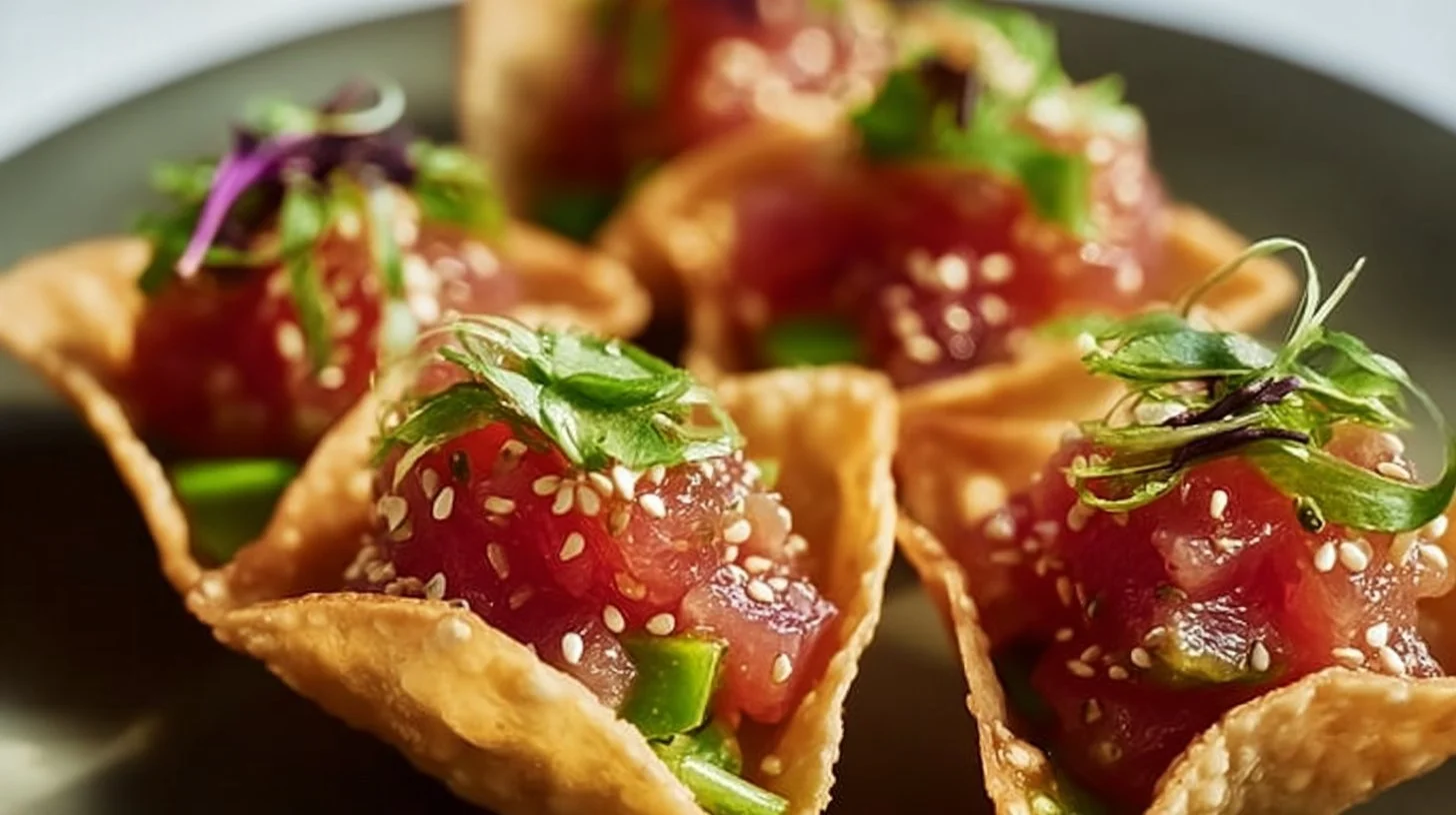 Spicy Tuna Tartare Wonton Tacos
