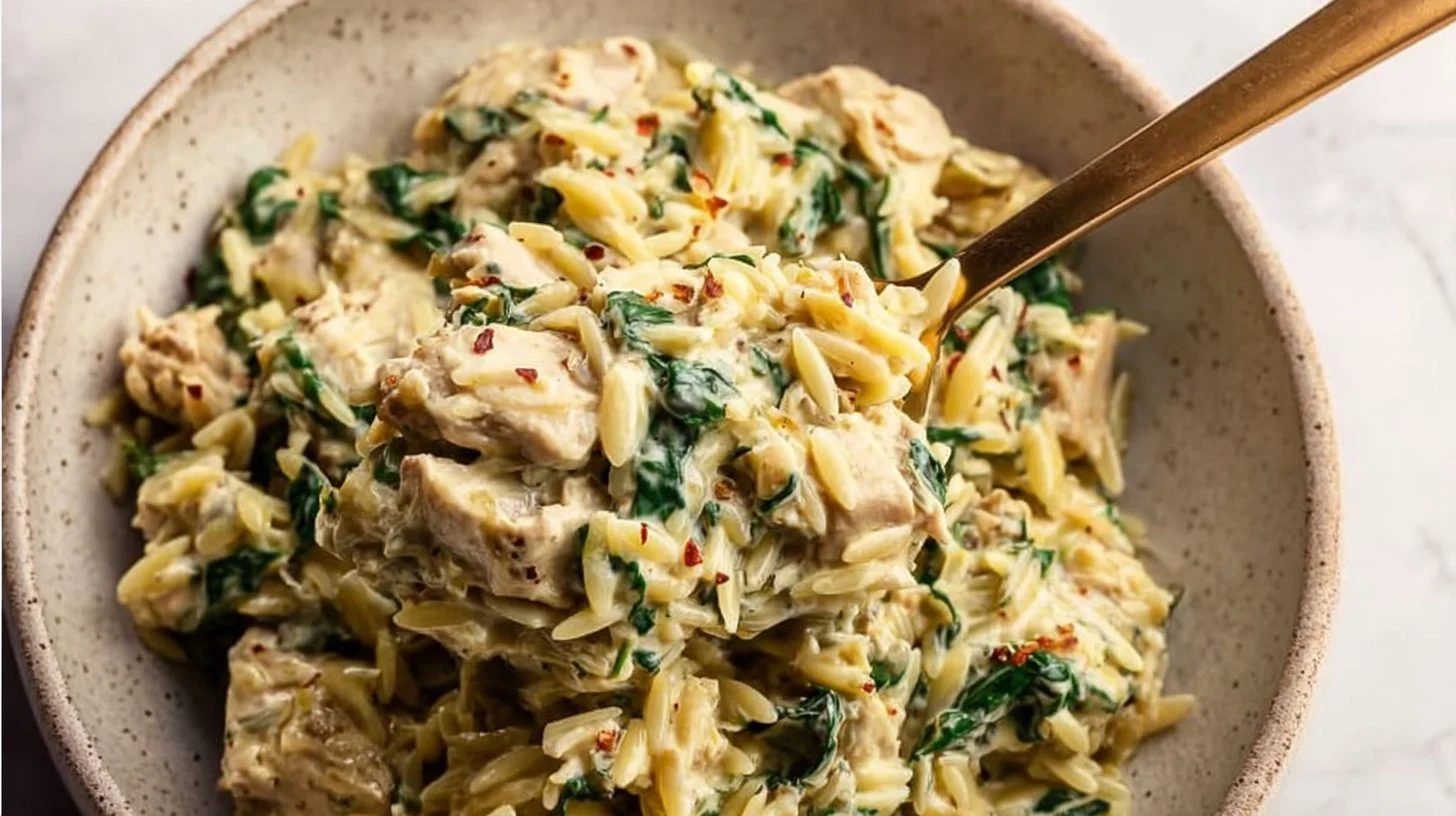 Spinach Artichoke Chicken Orzo