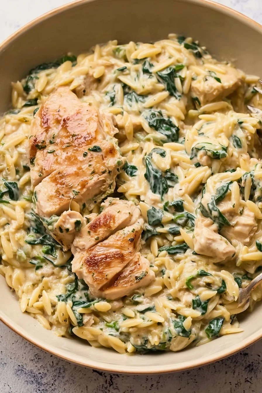 Spinach Artichoke Chicken Orzo