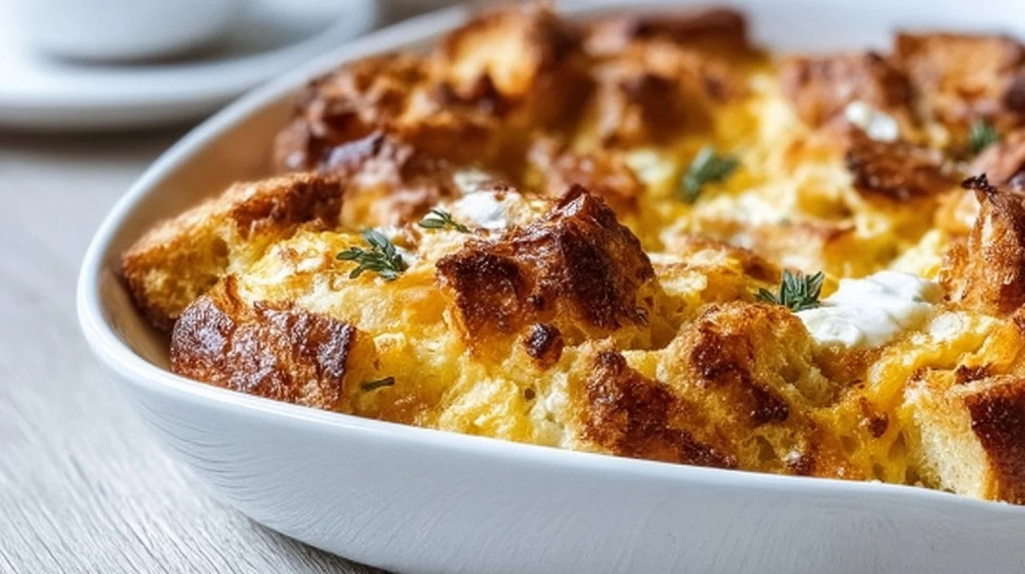 The Easiest Overnight Croissant Breakfast Casserole