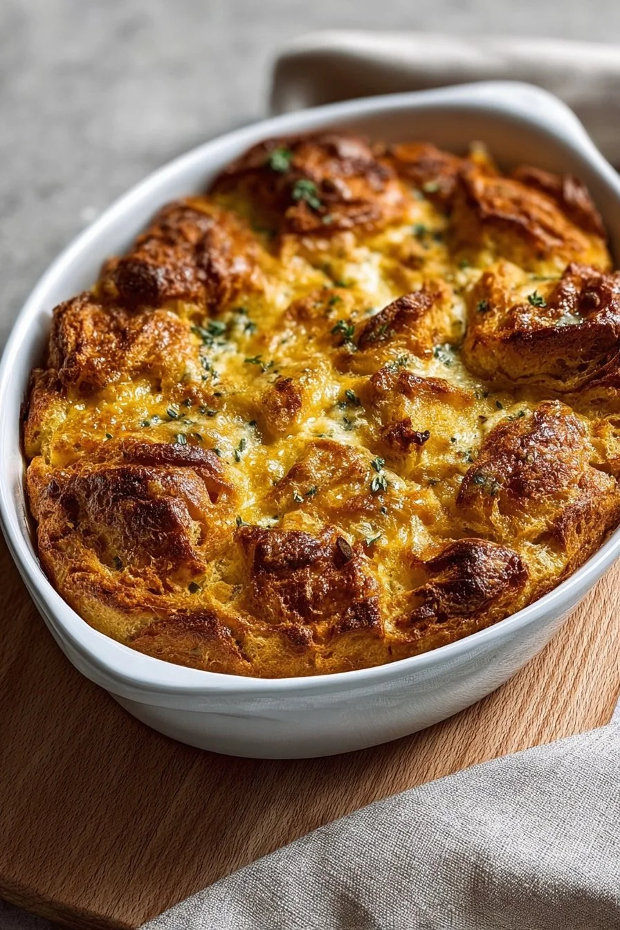 The Easiest Overnight Croissant Breakfast Casserole