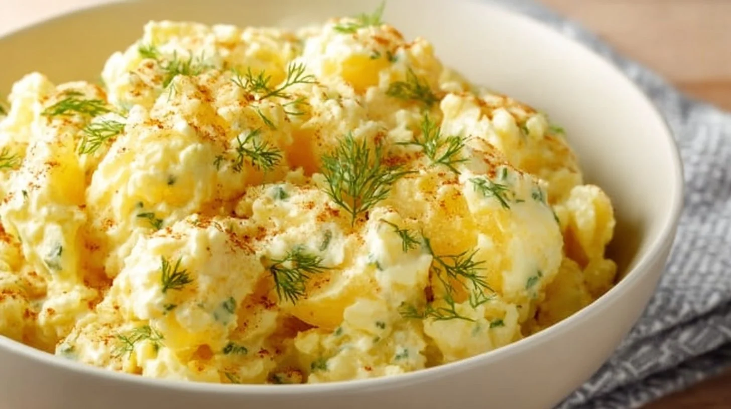 Bowl of classic potato salad served at a picnic