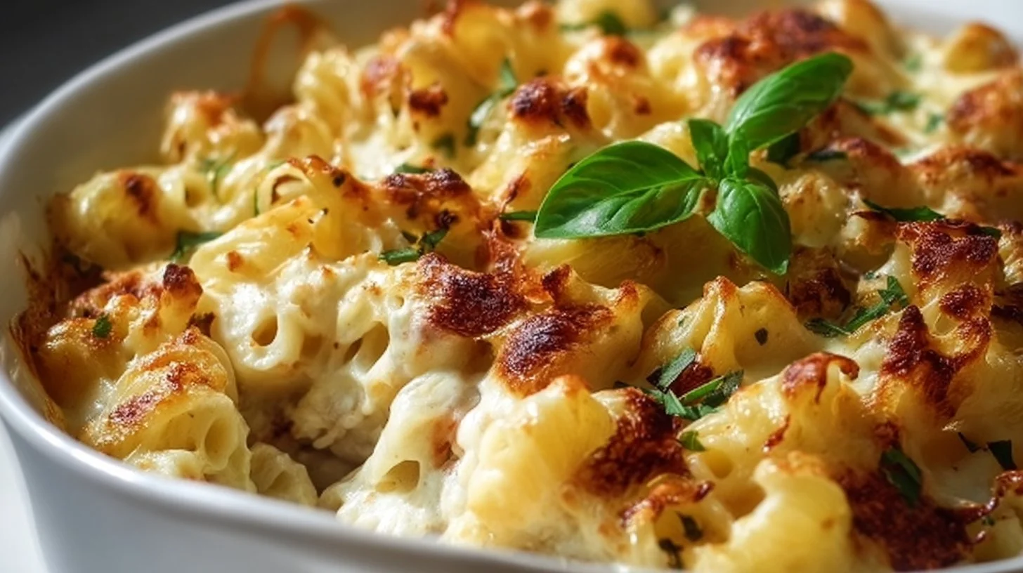 Comforting chicken casserole dish served in a baking dish, ideal for family dinners.