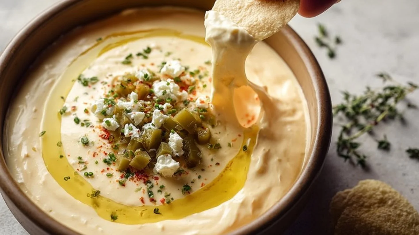 Creamy cheese dip with ground beef served in a bowl for a party appetizer