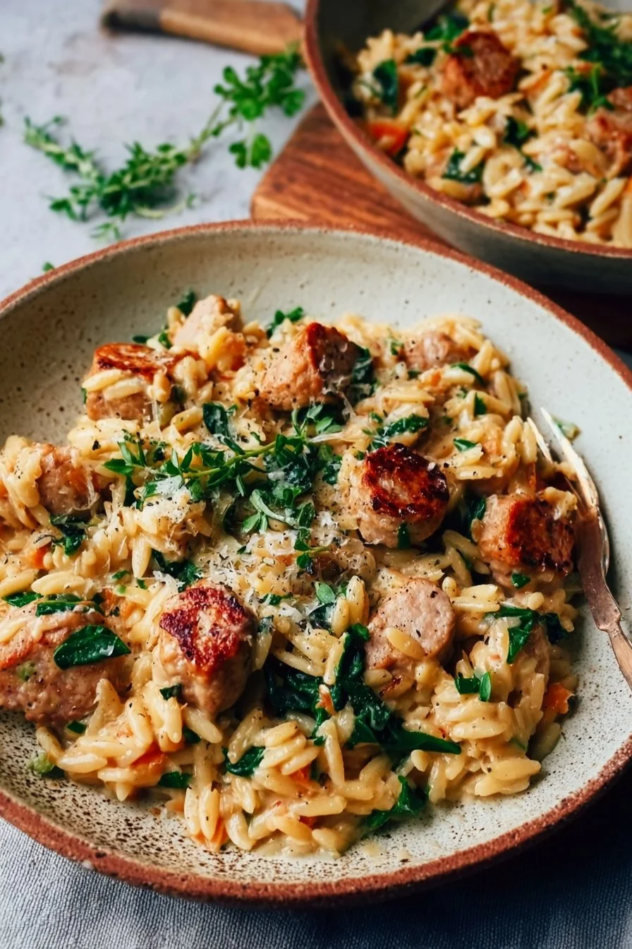 Creamy Chicken Sausage Orzo