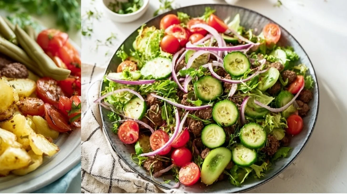 A vibrant, crisp vegetable salad with assorted fresh veggies in a bowl