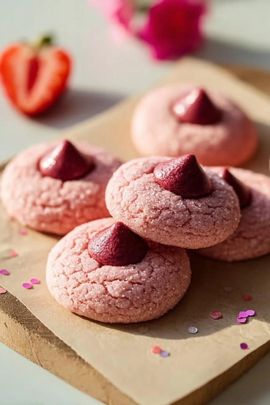 Strawberry Chocolate Kisses Cookies