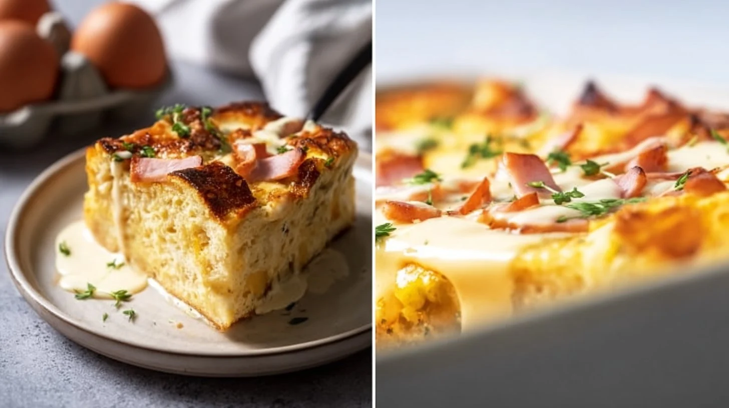Delicious baked egg casserole served as a brunch dish